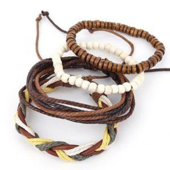 Boho Handmade Leather Dried Seed bracelet set - Picture 1 of 4